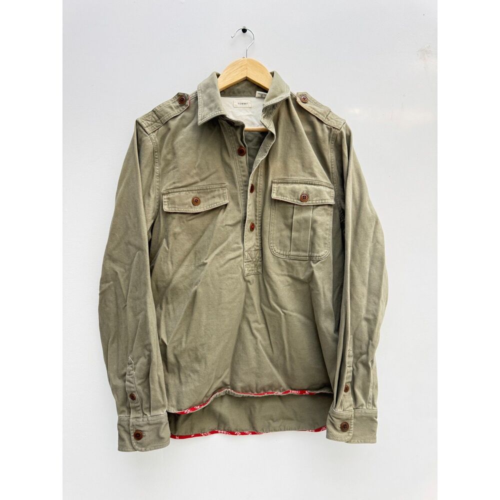 Tommy Hilfiger Utility Pullover Shirt Mens Medium Olive Green Military Bandana